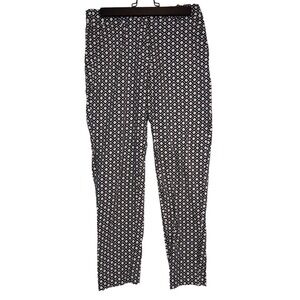 HM Women Size 6 Black White Geometric Quatrefoil Ankle Pants Slim Fit Cotton